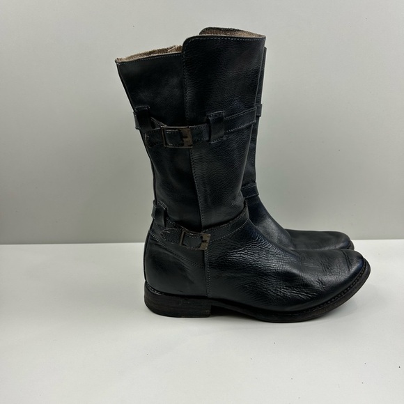 BED STU Cobbler Series Mid Calf Leather Moto Combat Boots Size 8 - Picture 2 of 10